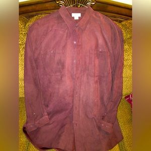 Rare velvet feel burgundy dress shirt